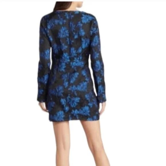 Lulus NEW Black Blue Lace Floral Jacquard Elegant Taste Cocktail Dress Large - Picture 2 of 11